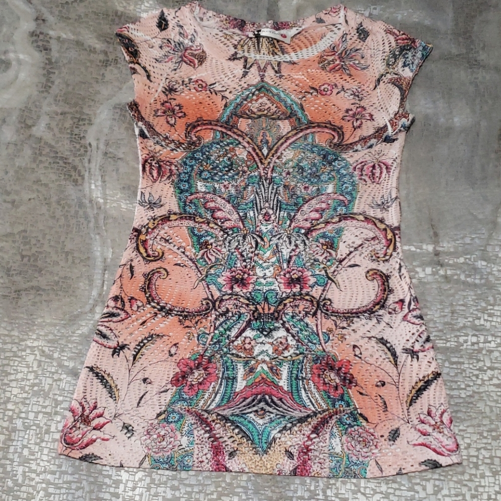 Body Central small multi colored mesh top